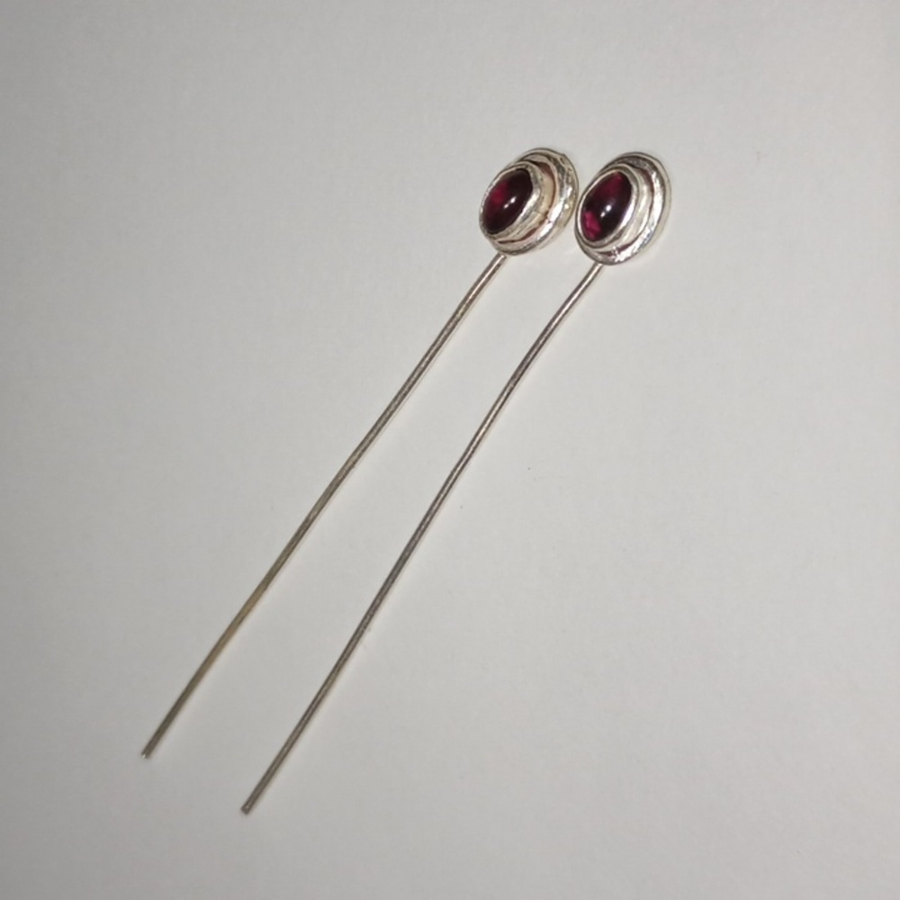 2/$20 Sterling Silver Headpin with 5x3mm Oval Garnet (Natural) Cabochon